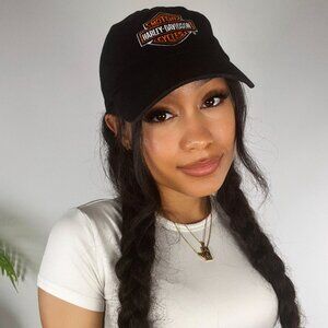 Vintage Y2K Harley Davidson Black Embroidered Streetwear Adjustable Baseball Cap